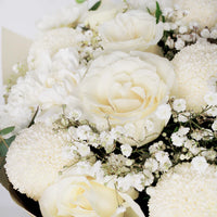 Ivory Classic Birthday Flower Bouquet with Roses, Carnations & Chrysanthemums