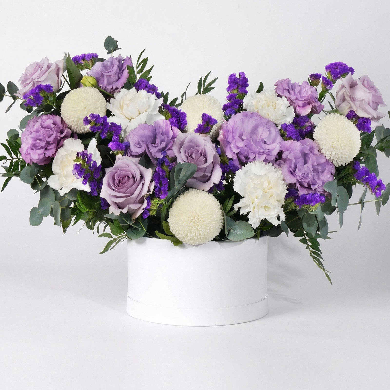 Elegant Lilac Floral Hatbox Arrangement