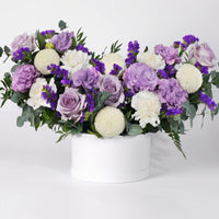 Elegant Lilac Floral Hatbox Arrangement
