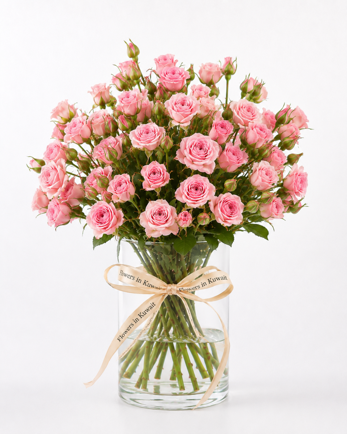 Fresh 10 pink baby roses vase with same-day flower delivery in Kuwait, handcrafted by expert florists for every special occasion.