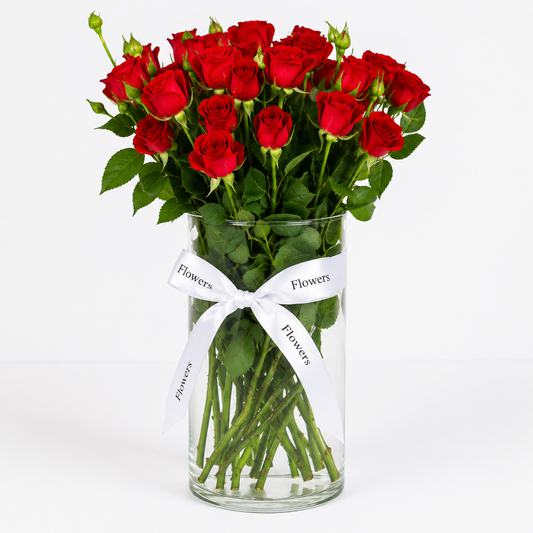 Fresh 10 red baby roses vase with same-day flower delivery in Kuwait, handcrafted by expert florists for every special occasion.