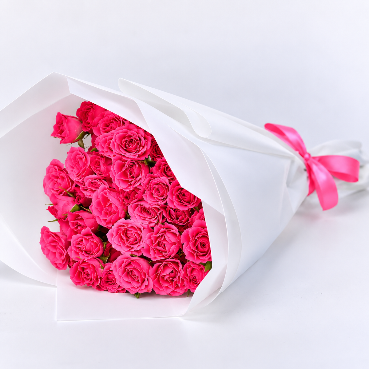 10 fuchsia baby roses bouquet with fresh stems for same-day flower delivery in Kuwait