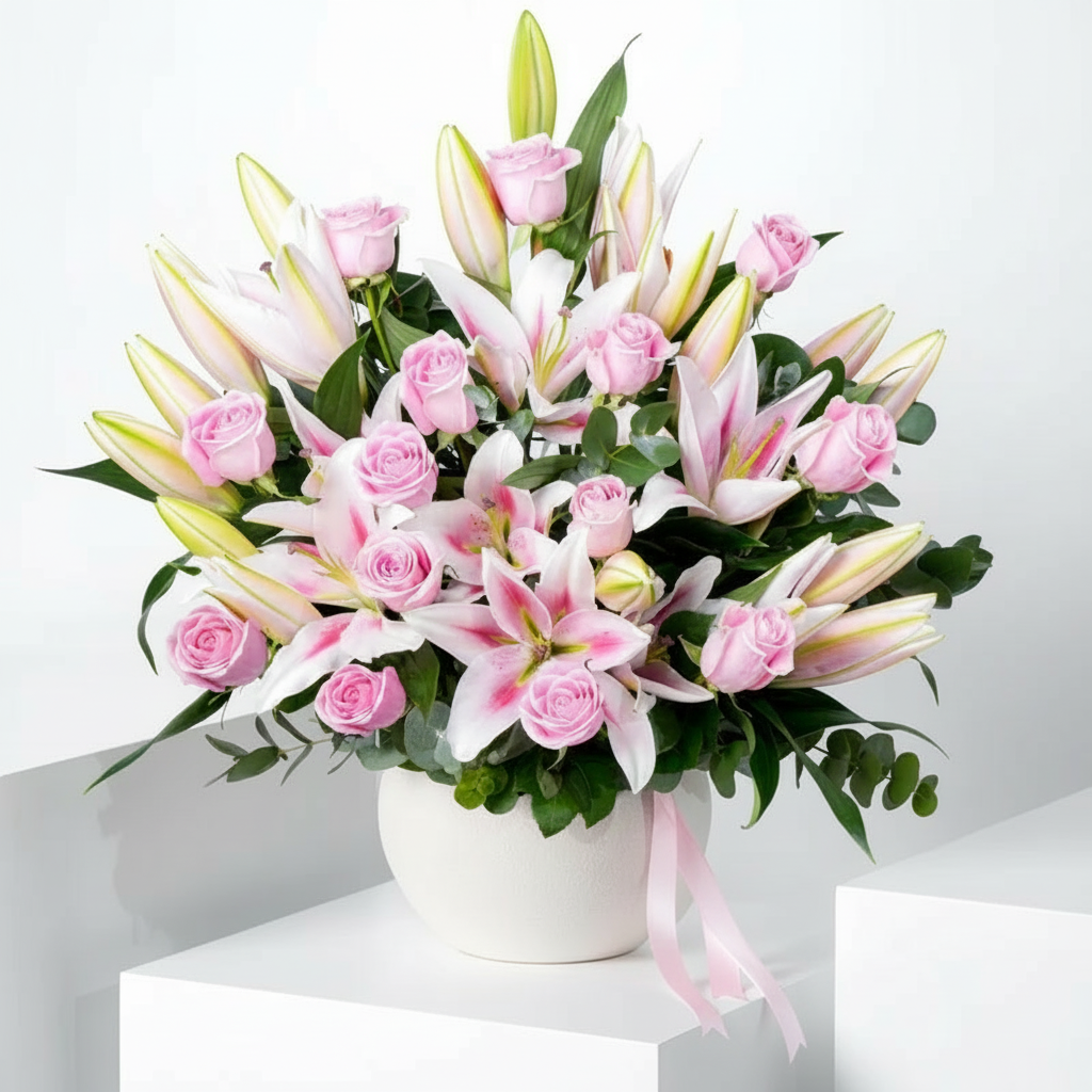 Blush Pink Lily Vase Arrangement