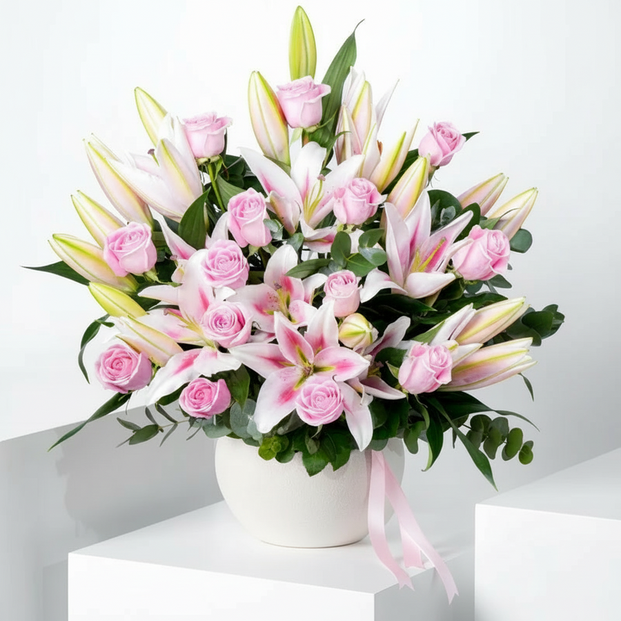 Blush Elegance Floral Vase Arrangement