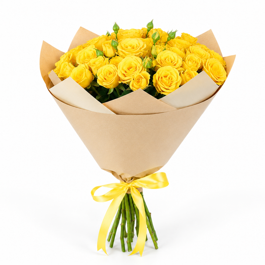 10 yellow baby roses bouquet with same-day flower delivery in Kuwait, freshness guaranteed, handcrafted by expert florists for every special occasion.