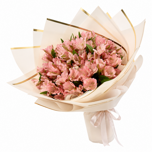 Luxury 20 pink Alstroemeria bouquet with same-day flower delivery in Kuwait, handcrafted by expert florists for every special occasion.