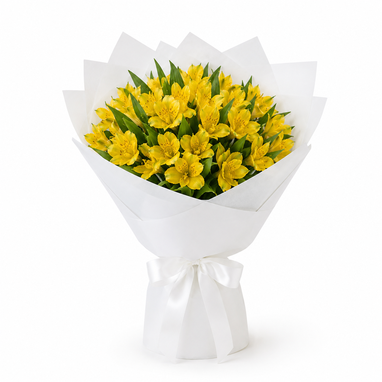 Luxury 20 yellow Alstroemeria bouquet with same-day flower delivery in Kuwait, handcrafted by expert florists for every special occasion.
