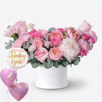 Baby Petite Pink Floral Gift Box with Balloons