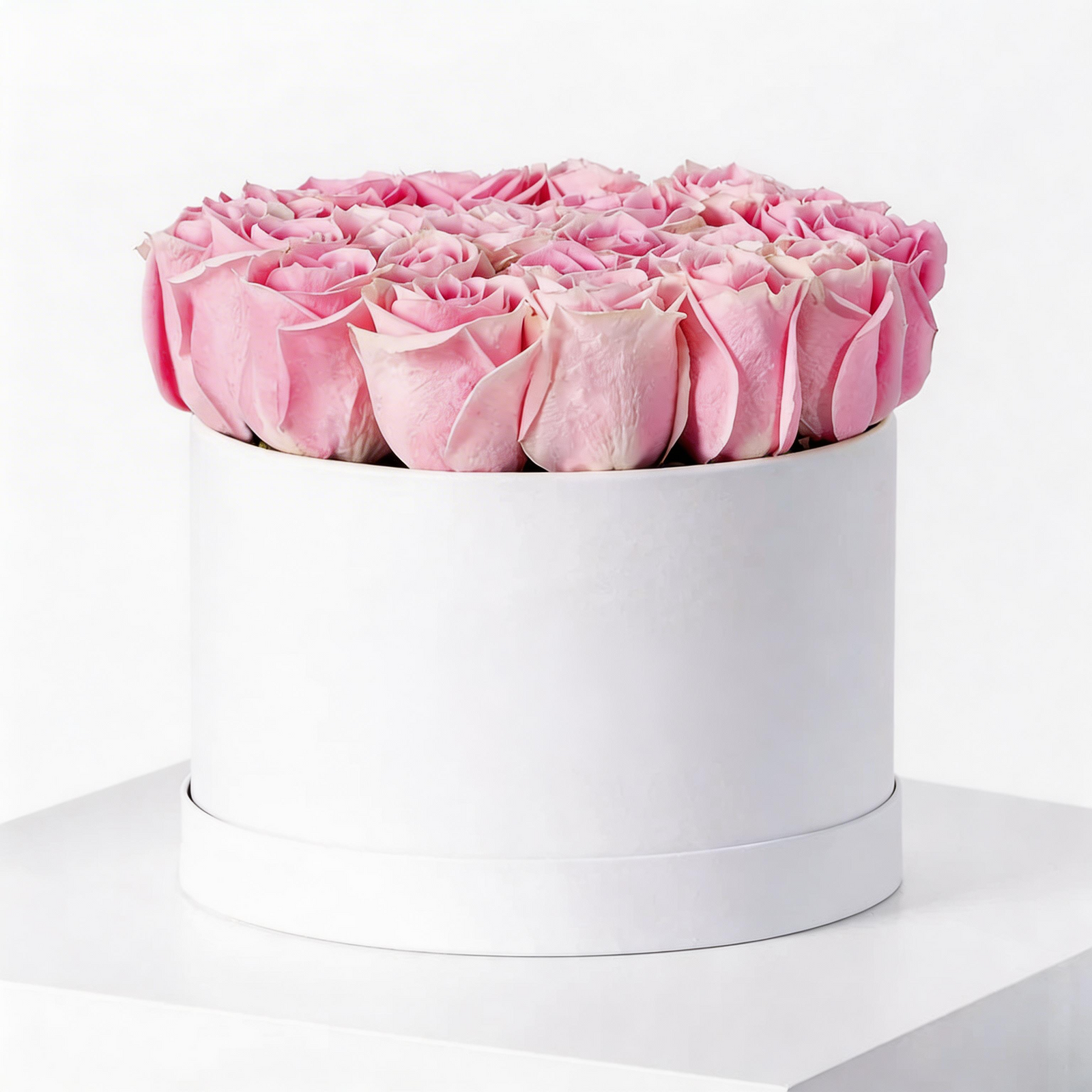Blush Elegance – 30 Pink Roses in White Box