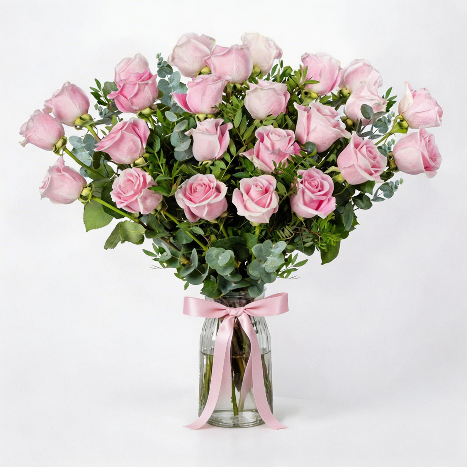 Luxury 25 Pink Roses Vase Arrangement