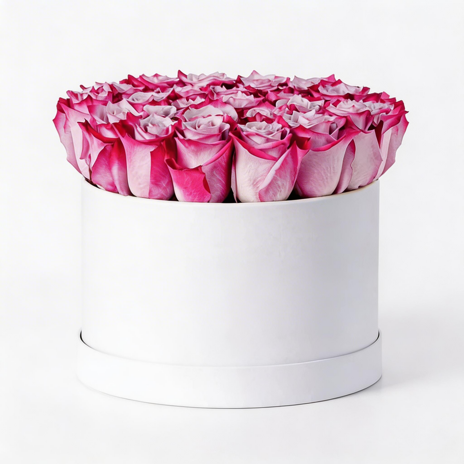  Luxury arrangement of 30 purple roses in a flower box, available for same day flower delivery in Kuwait.