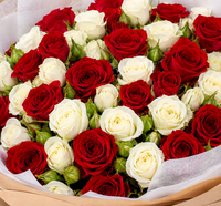 Red and White Baby Roses Bouquet | Same-Day Flower Delivery Kuwait
