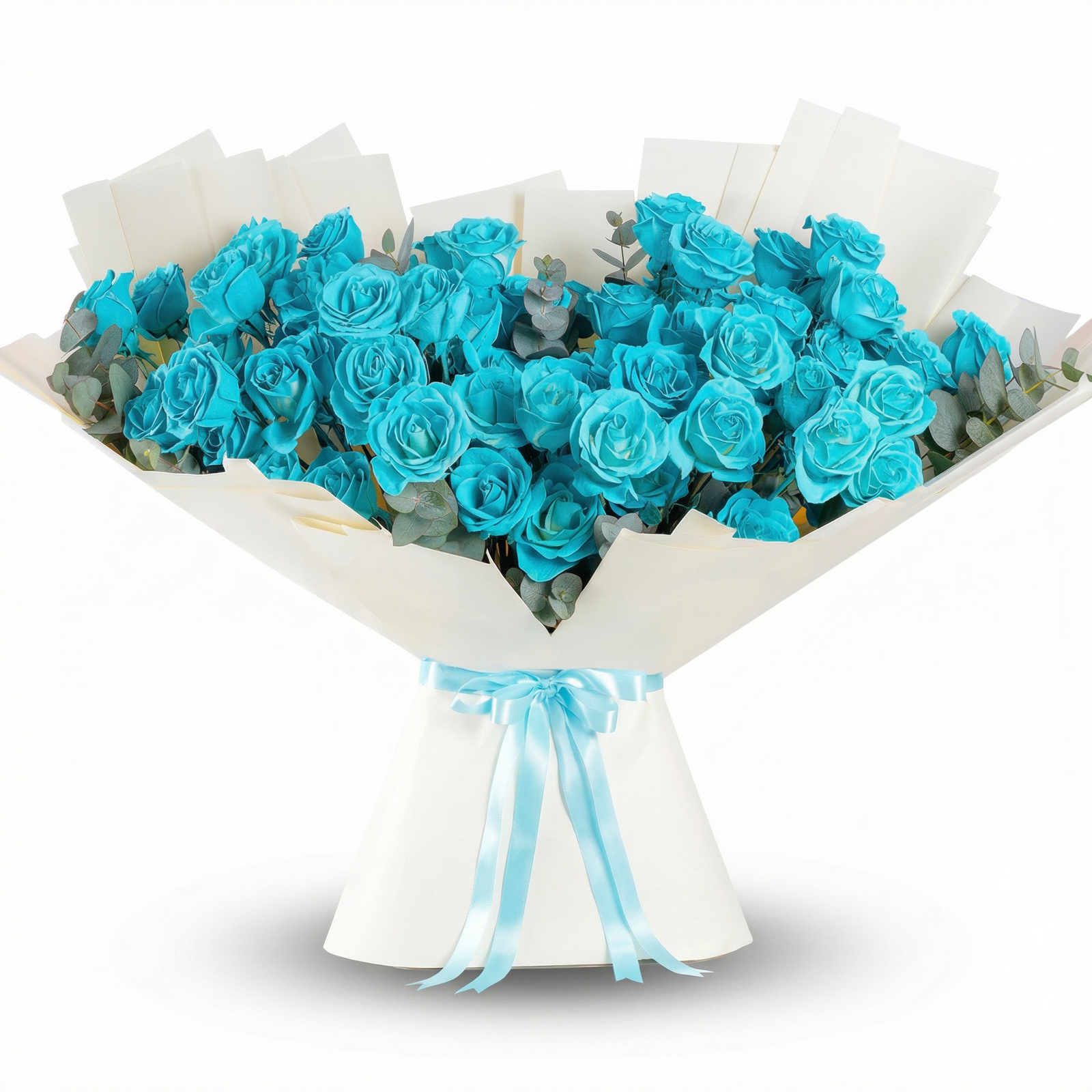 Luxury 100 Long-Stem Blue Rose Bouquet – Elegant Anniversary Floral Gift