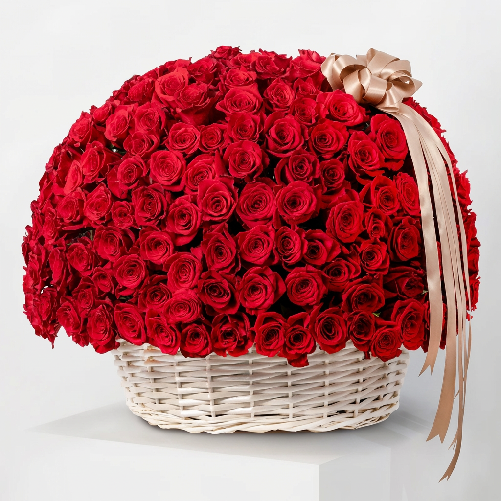 Grand Basket of 500 Fresh Red Roses