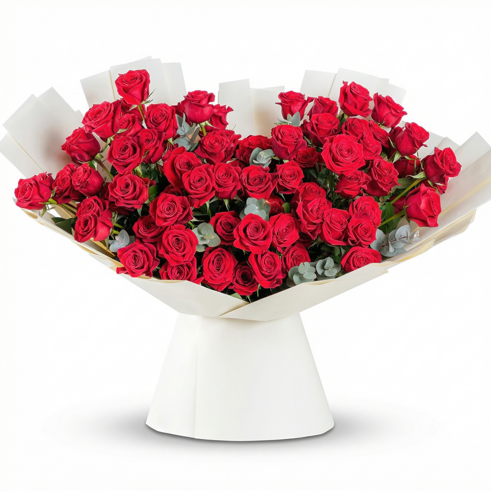Hand-Tied Bouquet of 100 Long-Stem Red Roses | Elegant Floral Arrangement