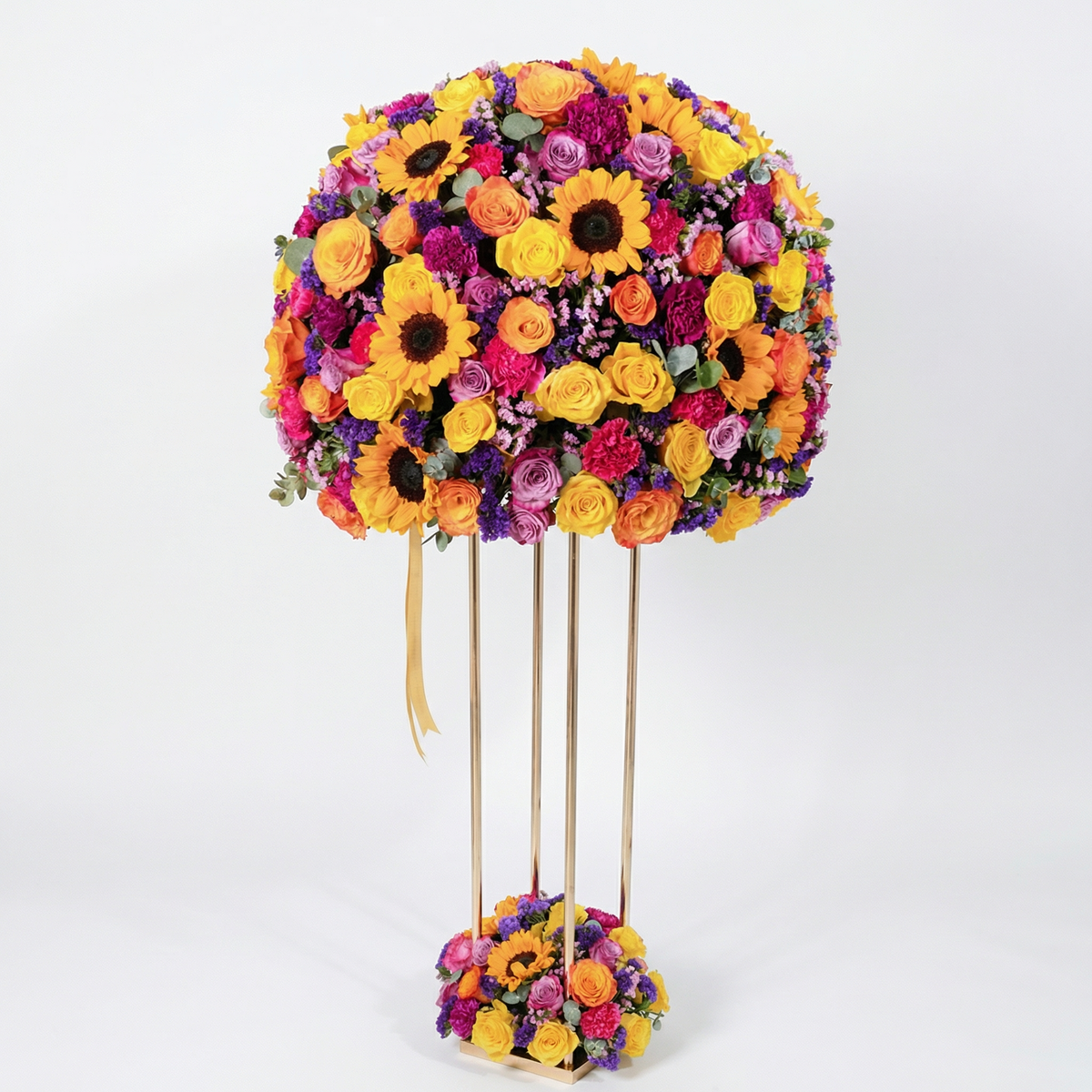 Colorful sunflower and mixed flower stand