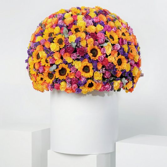 Sunflower & Roses Luxury Dome Flower Box