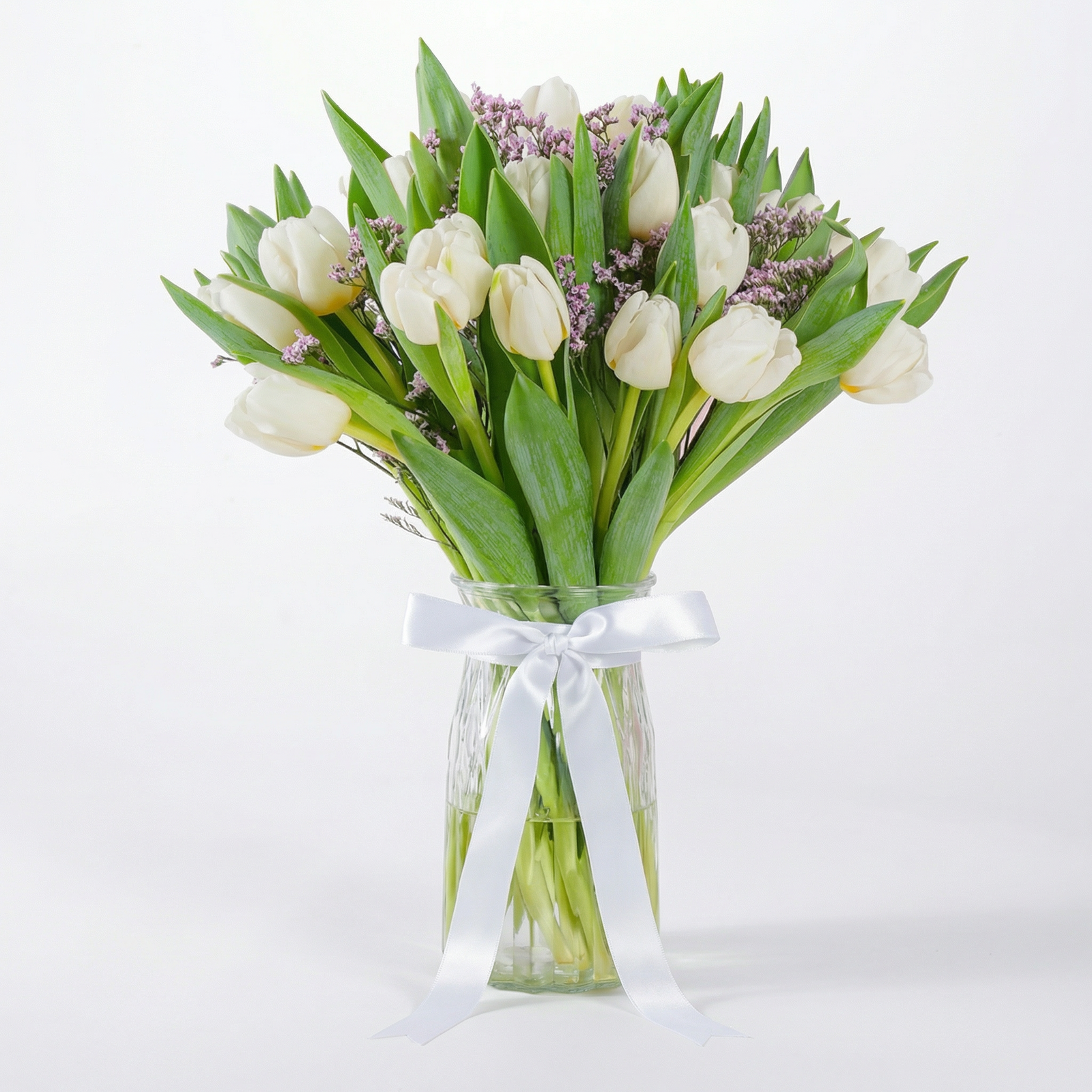 Elegant White Tulip Arrangement in Decorative Vase