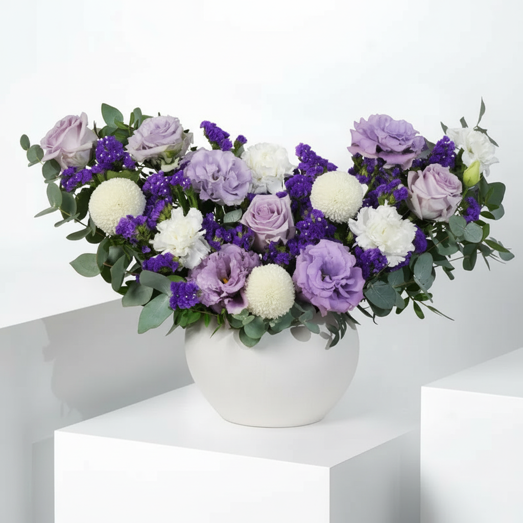 Lavender Bloom Floral Arrangement in Elegant Vase