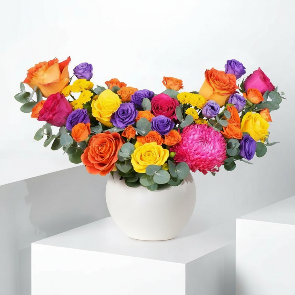 Radiant Bloom Arrangement in Contemporary Vase