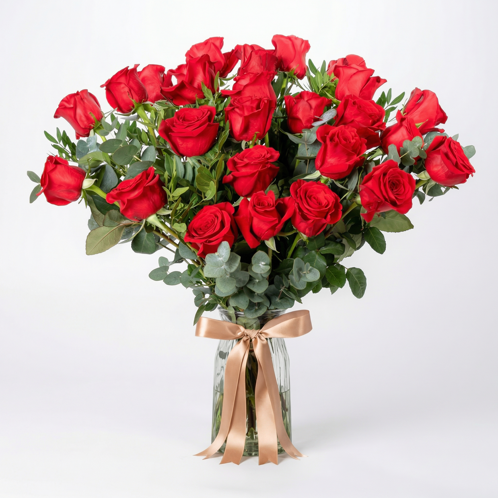 Luxury Arrangement of 25 Premium Red Roses in Elegant Vase