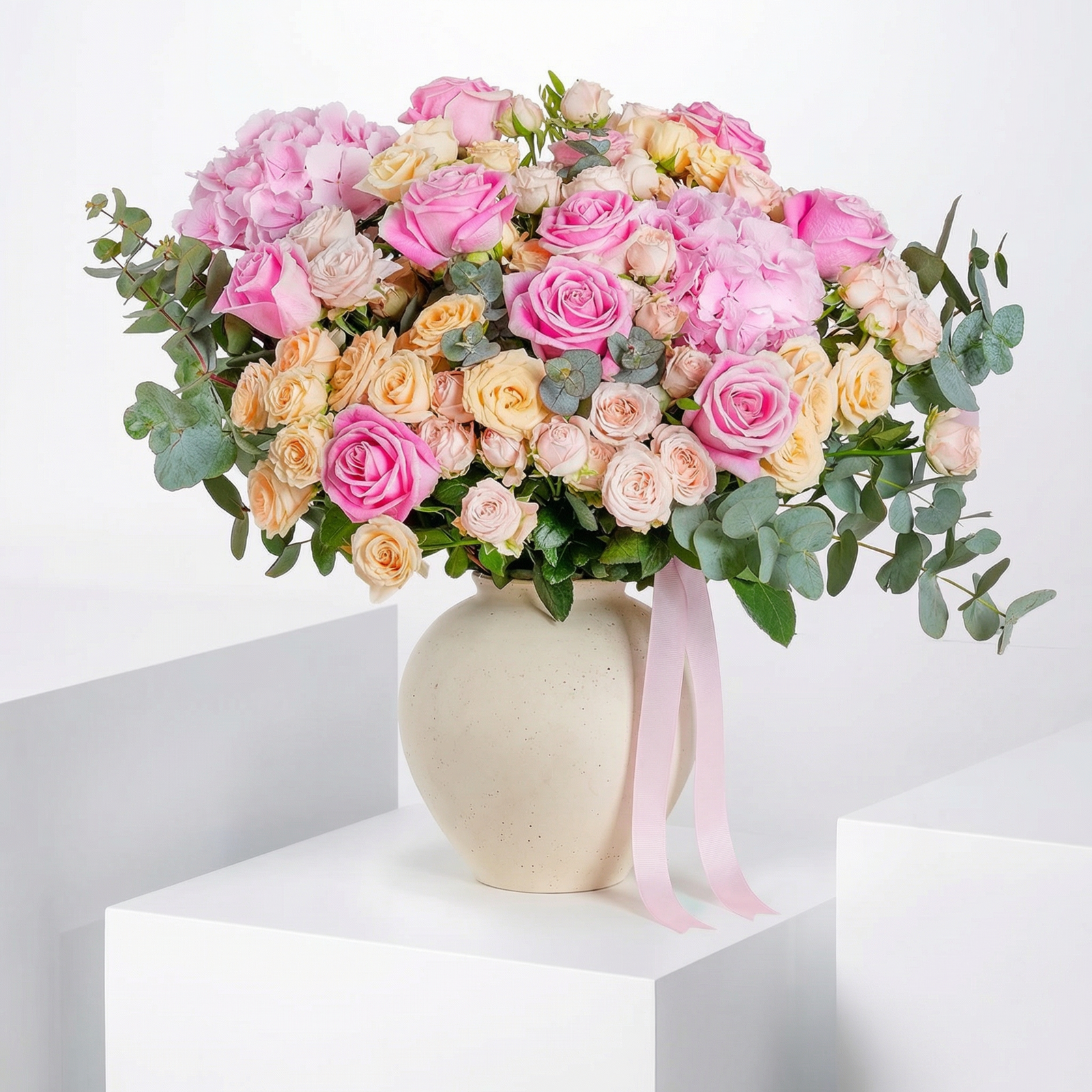 Blush Garden Floral Arrangement in Elegant Vase