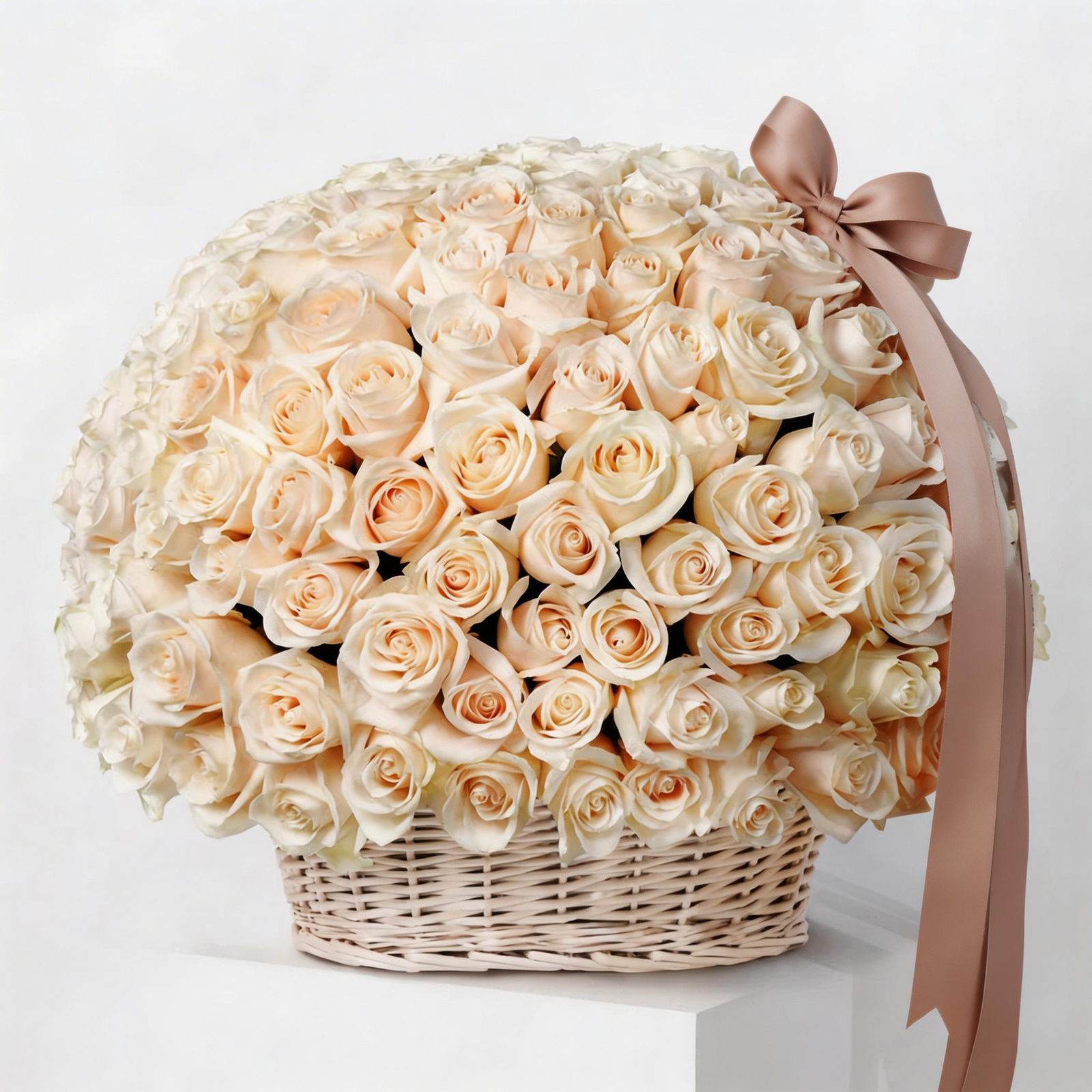 Pure Elegance 200 White Roses Basket